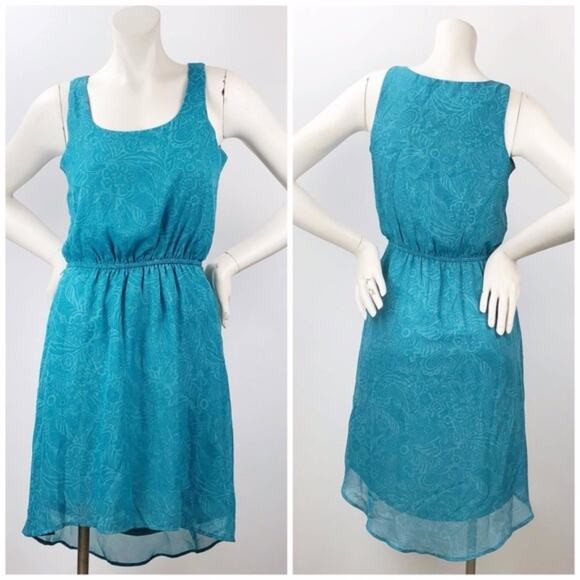 2/$30 Maurices Small Womens Blue Paisley Print Elastic Waist Tank Dress - Picture 1 of 7